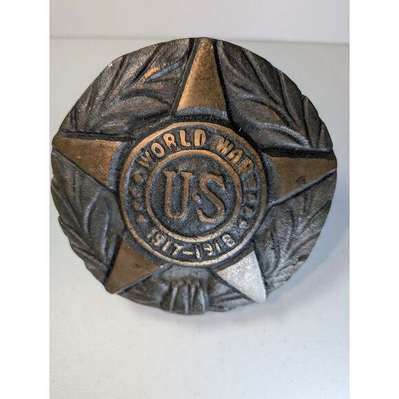 WWI US Veteran Grave Marker 1917–1918 Cast Iron Star Luzerne County Antique - Picture 3 of 16